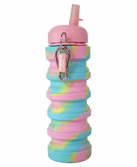 Smilykiddos Silicone Collapsible Sipper Bottle Light Pink Blue - 500 ml