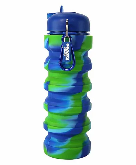 Smilykiddos Silicone Collapsible Sipper Bottle Green Blue - 500 ml