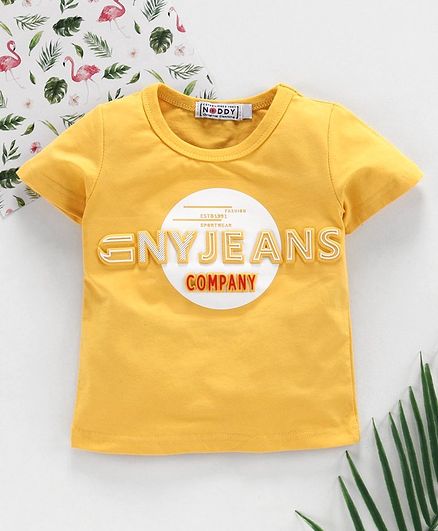 Noddy Half Sleeves Logo Patch Tee - Yellow