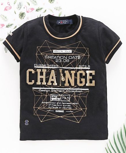 Noddy Change Print Half Sleeves Tee - Black