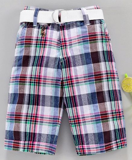 Noddy Checked Shorts With Belt - Blue