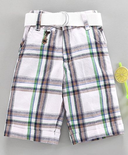 Noddy Checked Shorts With Belt - White