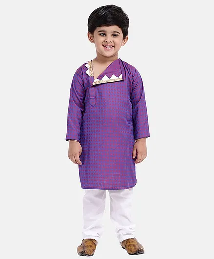 BownBee Box Printed Full Sleeves Kurta & Pyjama - Blue