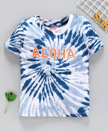 Babyhug Half Sleeves Tee Text Print - Blue