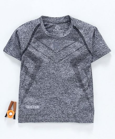 Rikidoos R Printed Half Sleeves T-Shirt - Grey