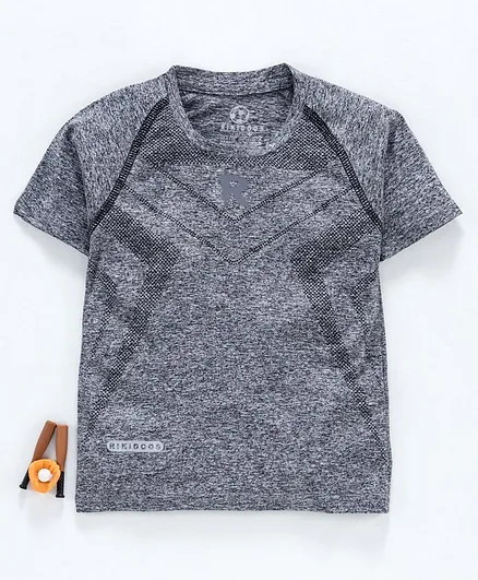 Rikidoos R Printed Half Sleeves T-Shirt - Grey