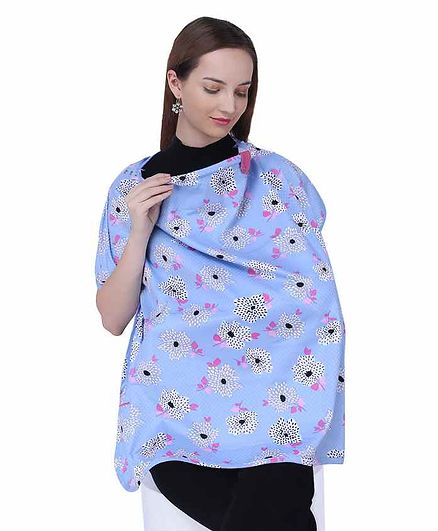 My Milestones Nursing Apron Floral Print - Blue
