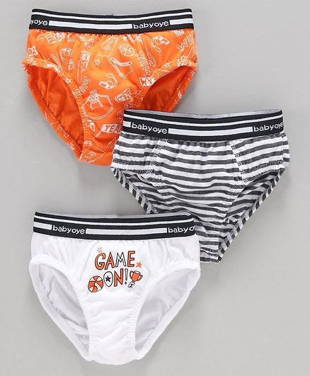 Babyoye Cotton Mix Briefs Pack of 3 - Orange White