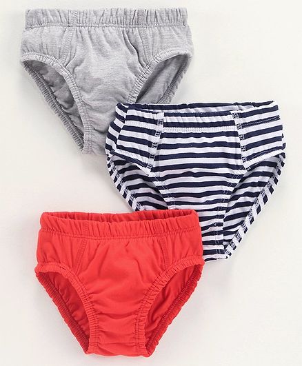 Babyoye Cotton Mix Briefs Pack of 3 - Orange Light Grey Navy Blue
