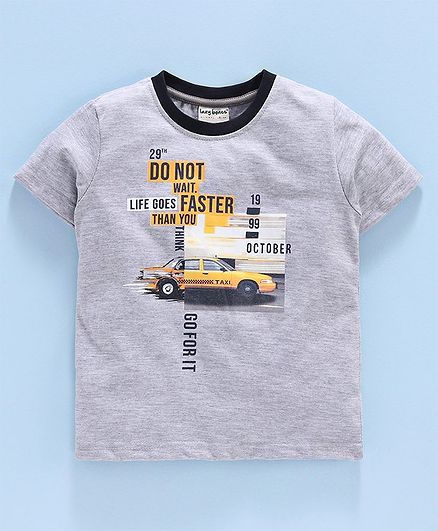 Ollypop Half Sleeves Tee Text Print - Grey