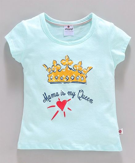 Ollypop Half Sleeves Tee Crown Print - Green