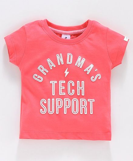Ollypop Half Sleeves Top Text Print - Pink