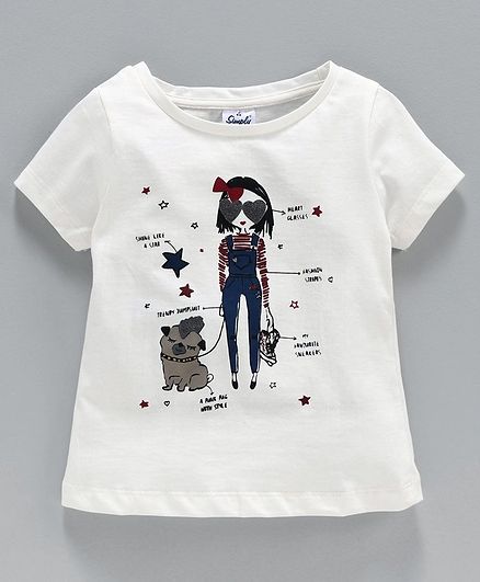 Simply Half Sleeves Tee Fashionista Print - White