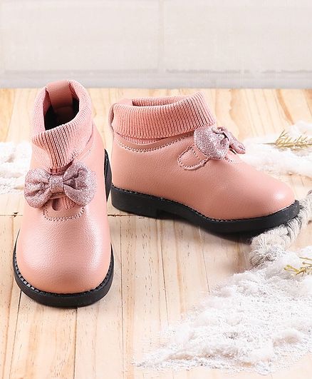 KIDLINGSS Shimmer Finish Bow Detailed Shoes - Pink