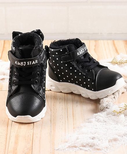 KIDLINGSS Polka Dots Printed Shoes - Black