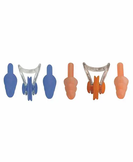 Passion Petals Silicone Ear Plugs & Nose Plug Set of 4 - Blue & Peach