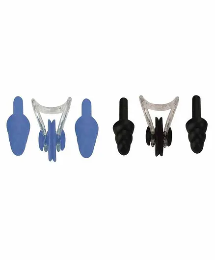 Passion Petals Silicone Ear Plugs & Nose Plug Set of 4 - Blue Black