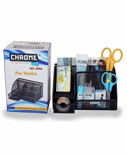 Chrome Mesh Pen Stand - Black