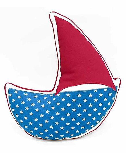 The White Cradle Boat Shaped Pillow for Baby's Cot - Red Blue