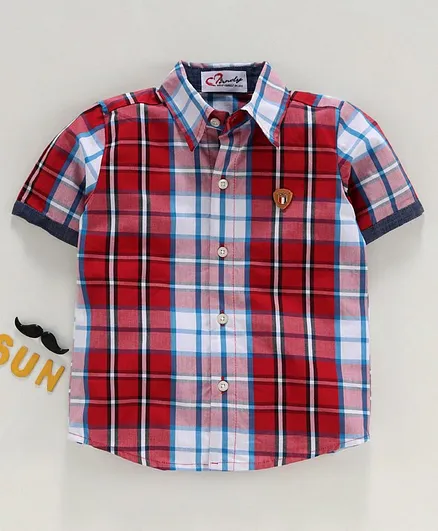 M'andy Checkered Half Sleeves Shirt - Red