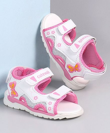 Cute Walk by Babyhug Sandals Floral Applique - Red White