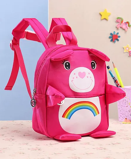 School Bag With Clip Lock on Waist Pink - 8 Inches