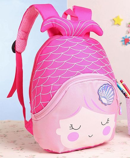 School Bag With 3D Fin Pink - 9 Inches