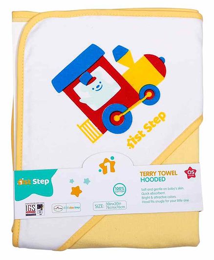 1st Step Printed Hooded Terry Towel - Yellow