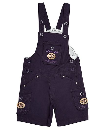 FirstClap Letter Patch & Embroidered Sleeveless Dungaree - Violet