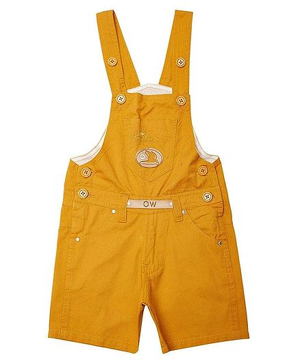 FirstClap Bird Patch Sleeveless Dungaree - Mustard Yellow
