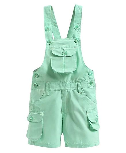 FirstClap Solid Sleeveless Dungaree - Sea Green