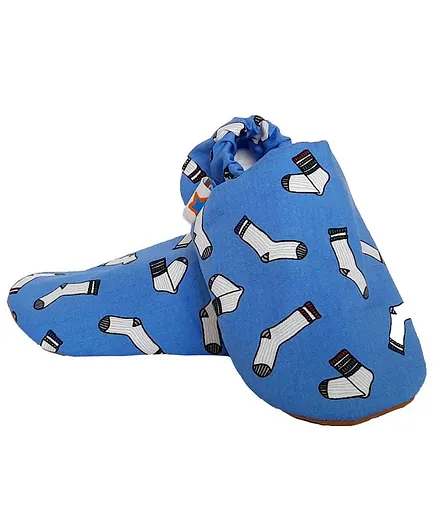 Skips Socks Print Booties - Blue