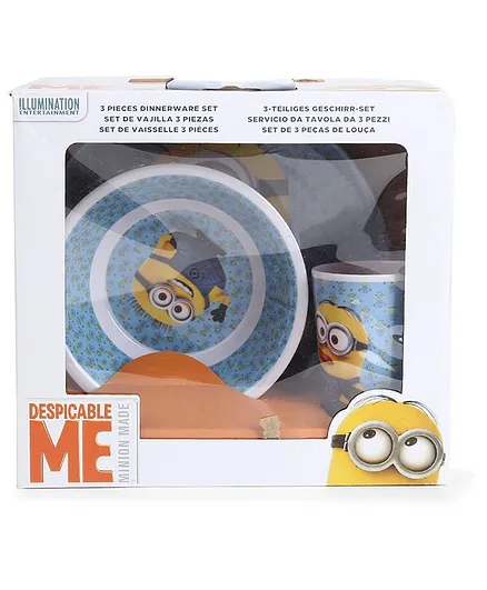 Minions 3 Piece Dinner Set Blue - 260 ml