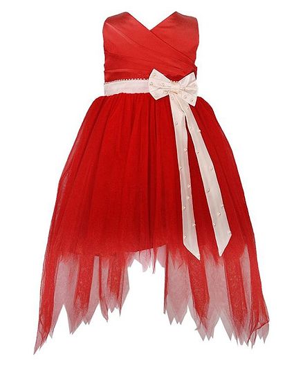 Tutus By Tutu Solid Bow Detailing High Low Dress - Red