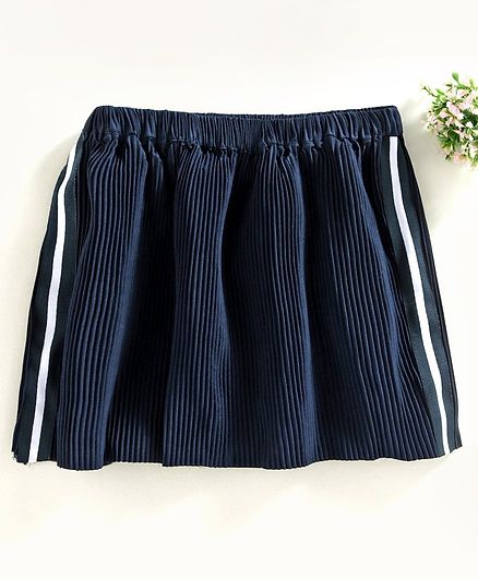 Under Fourteen Only Pleated Side Striped Skirt - Navy Blue