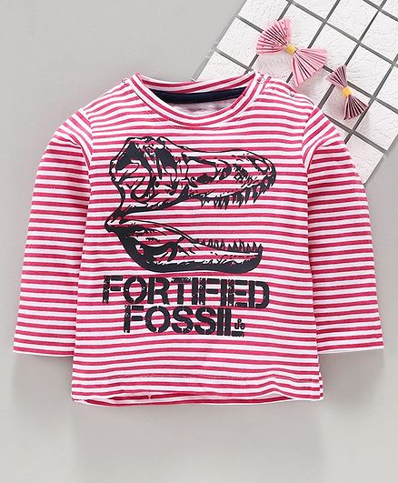 Under Fourteen Only Full Sleeves Striped Tee - Red