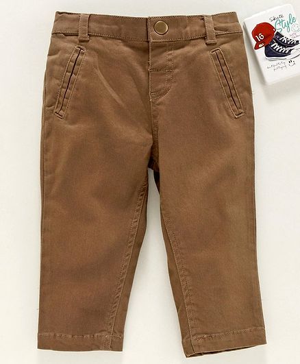 Under Fourteen Only Solid Trousers With Front Pockets - Brown