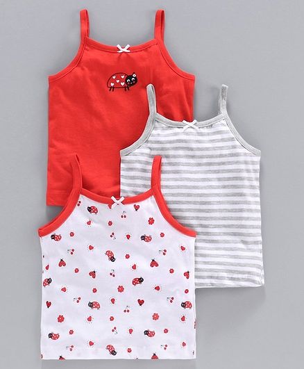 Babyoye Cotton Singlet Camisole Ladybug Pack of 3 - Red White