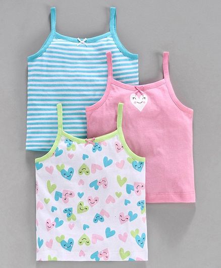 Babyoye Cotton Printed and Striped Slips Pack of 3 - Pink Blue
