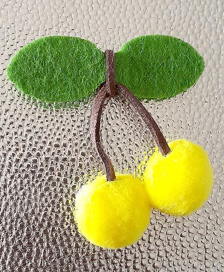 Angel Creations Cherry Detailed Hair Clip - Yellow