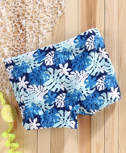 Babyhug Swimming Trunks Tropical Print - Blue