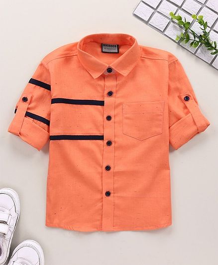 Rikidoos Solid Full Sleeves Shirt - Peach
