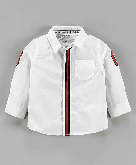 Babyoye Full Sleeves Cotton Shirt Letter Print - White