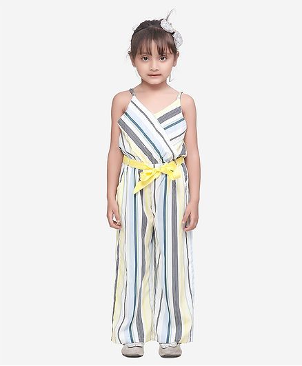 Lilpicks Couture Striped Sleeveless Jumpsuit - Off White