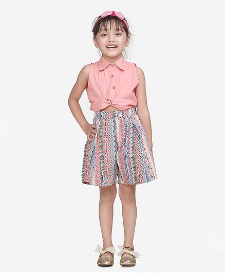 Lilpicks Couture Printed Flared Sleeveless Jumpsuit - Pink