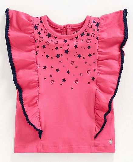 Babyoye Cotton Lycra Tee Foil Heart - Pink