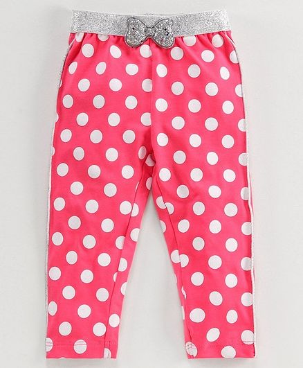 Babyoye Cotton Lycra Full Length Leggings Polka Dot Print - Pink