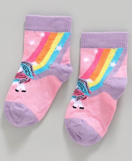 Mustang Ankle Length Socks Multi Design - Pink Purple