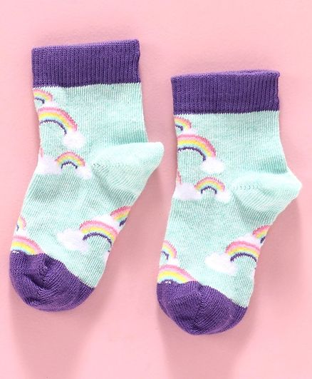 Mustang Ankle Length Socks Cloud Design - Blue Purple