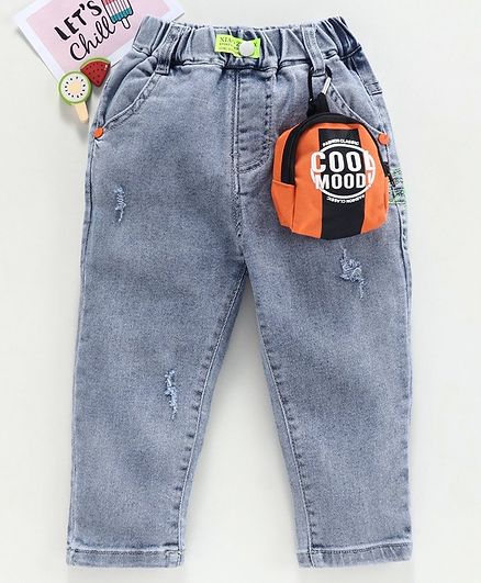 Kookie Kids Full Length Denim Jeans With Attached Pouch - Blue